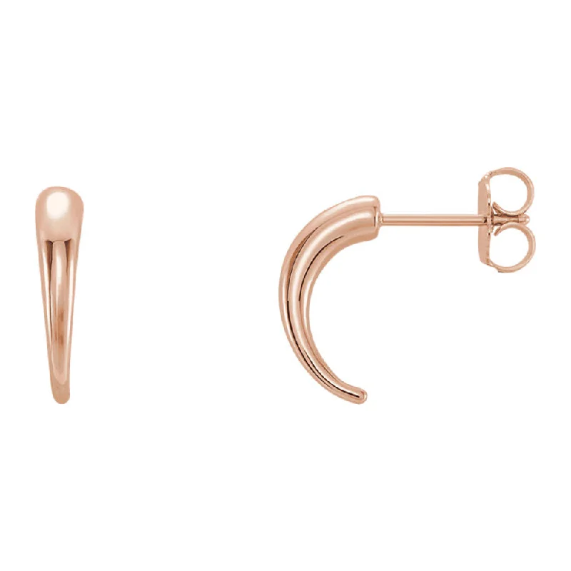 Trapezoid dangle earrings-3 x 13mm (1/8 x 1/2 Inch) 14k Rose Gold Small Tapered J-Hoop Earrings