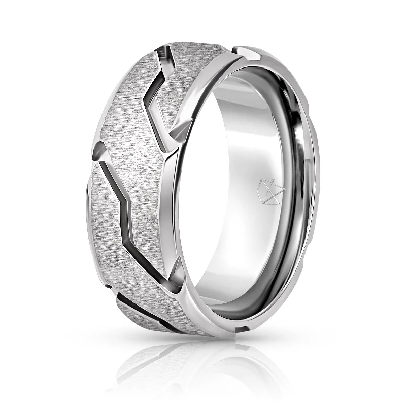 Sturdy stone rings-Titanium Ring - Silver Striker