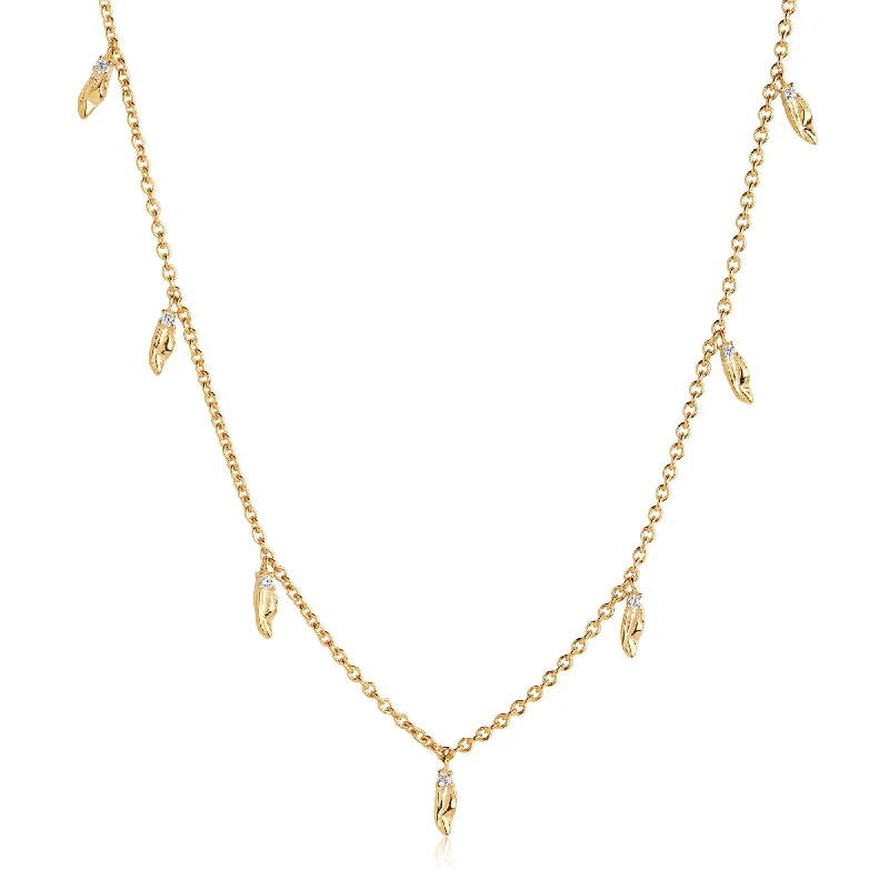 Intricate filigree necklaces-Vulcanello Gold Plated Necklace w. White Zirconias