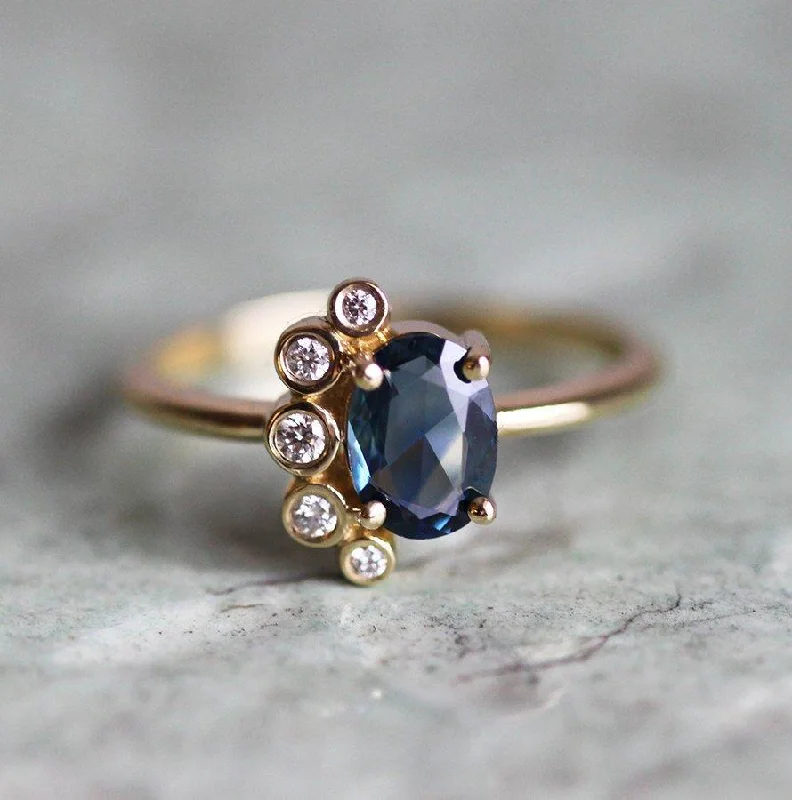 Sturdy stone rings-Campbell Oval Sapphire Cluster Ring