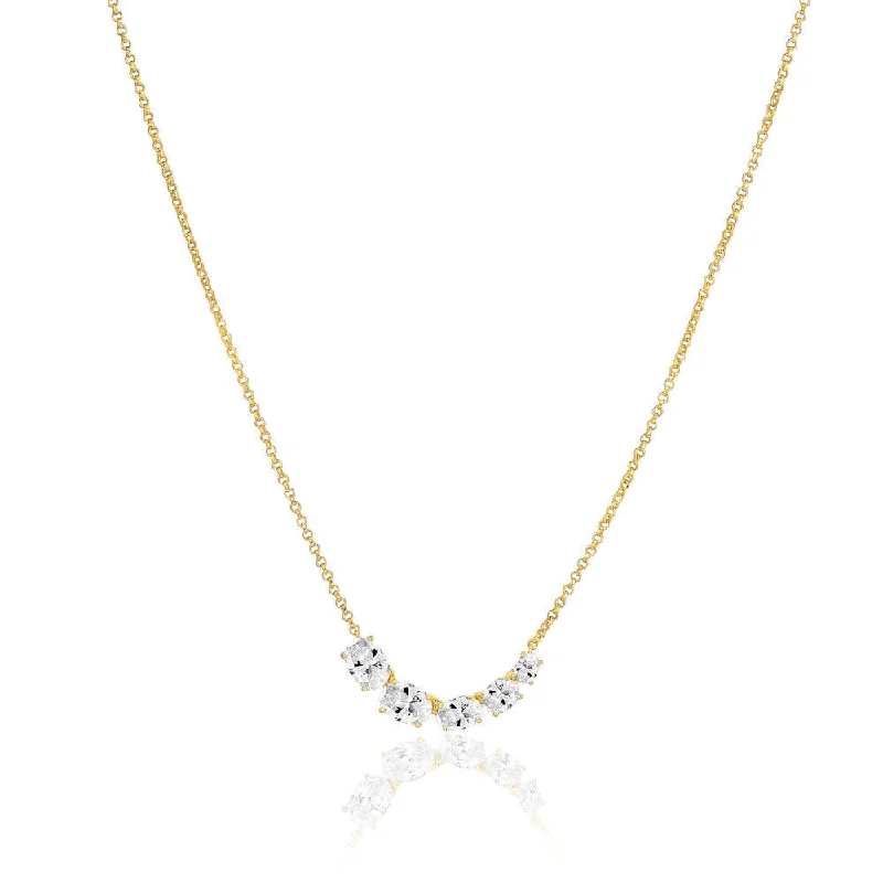 Twig design necklaces-Ellisse Cinque 18K Gold Plated Necklace w. Zirconias