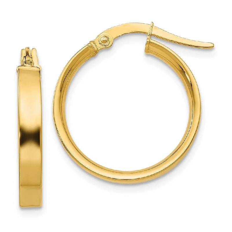 Spinel stone earrings-3mm, 14k Yellow Gold Polished Round Hoop Earrings, 18mm (11/16 Inch)