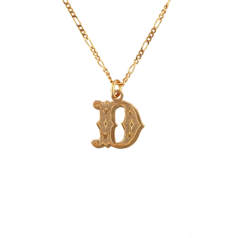 Loop knot necklaces-Circus Letter D Gold Plated Necklace