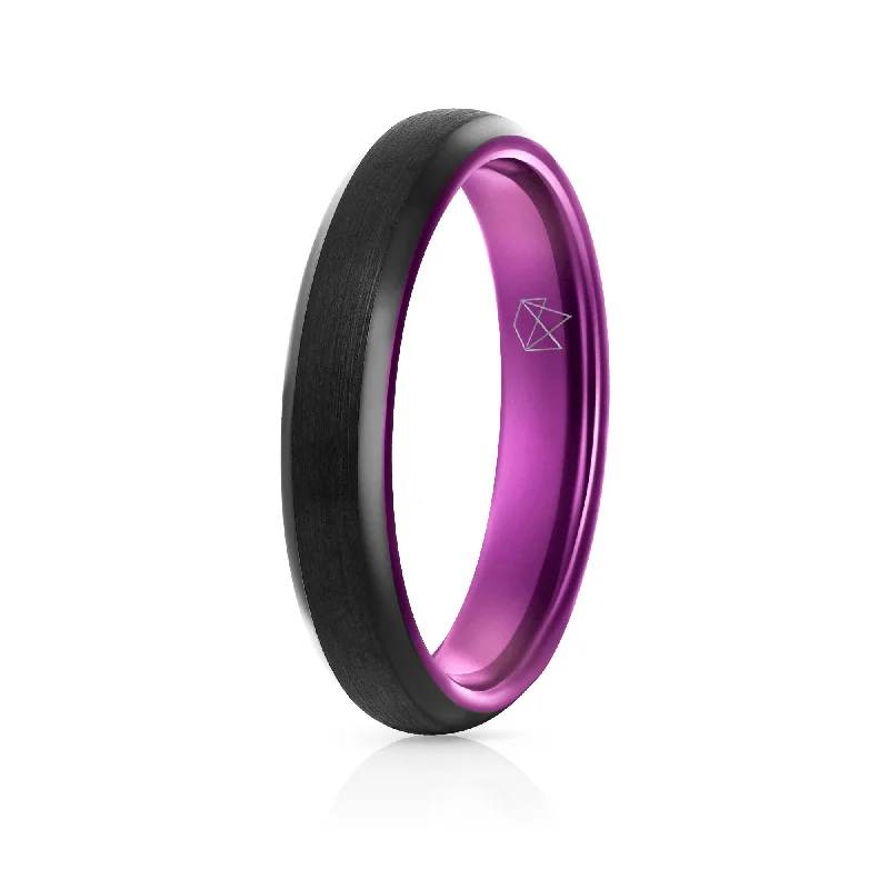 Tiny star rings-Black Tungsten Ring - Resilient Purple - 4MM