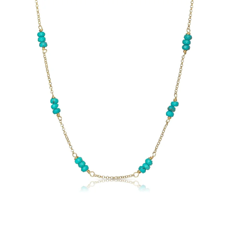 Oxidized bronze necklaces-Fiji 18K Gold Plated Necklace w. Turquoise