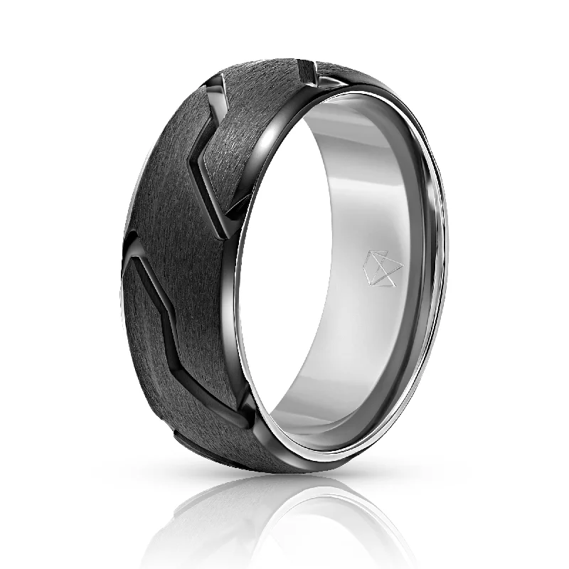 Fired clay rings-Titanium Ring - Black Striker