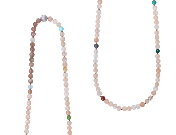 Trapezoid pendant necklaces-Bead collier Pearls, Blush 80 cm.