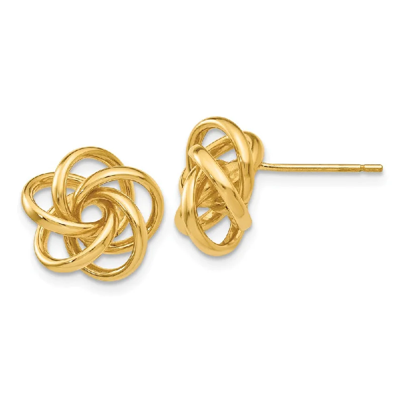 Gleaming gem earrings-12mm Polished Love Knot Post Earrings in 14k Yellow Gold