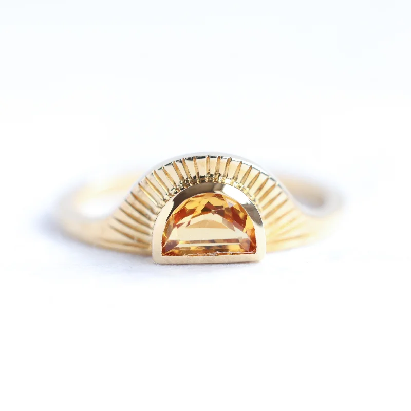 Subtle heart rings-Celine Half Moon Citrine Ring