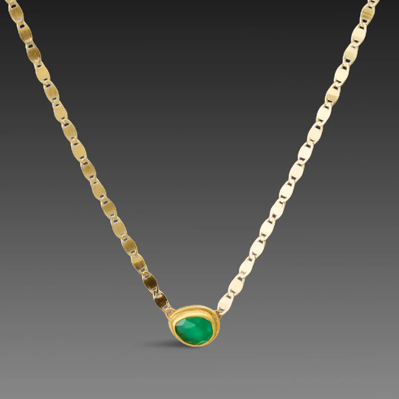 Radiant druzy necklaces-Floating Emerald Necklace