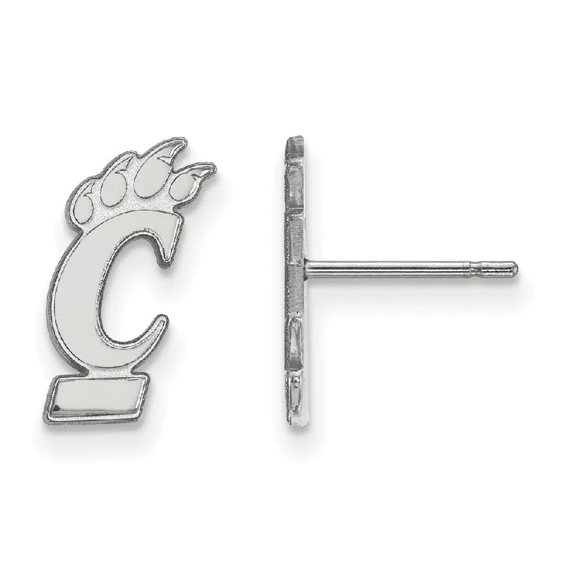 Nostalgic clip earrings-10k White Gold University of Cincinnati 'C' Small Post Earrings