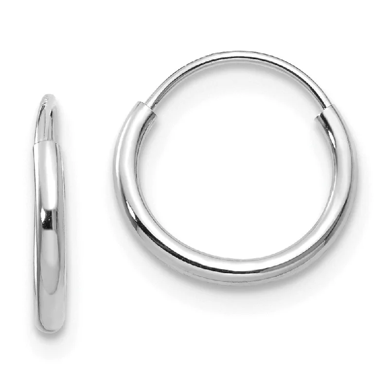 New moon earrings-Children's 9mm Endless Hoop Earrings in 14k White Gold