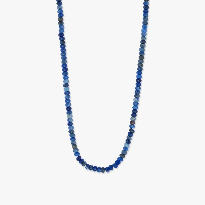 Bee charm necklaces-Nodo Beaded Necklace in Rhodium Silver with Blue Sodalite