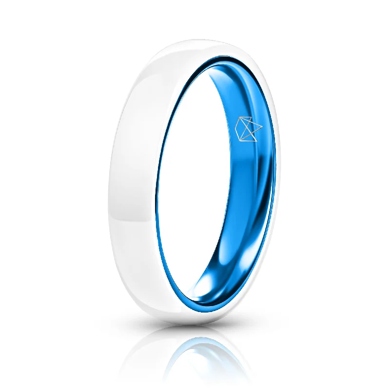 Spiral wire rings-White Ceramic Ring - Resilient Blue - 4MM