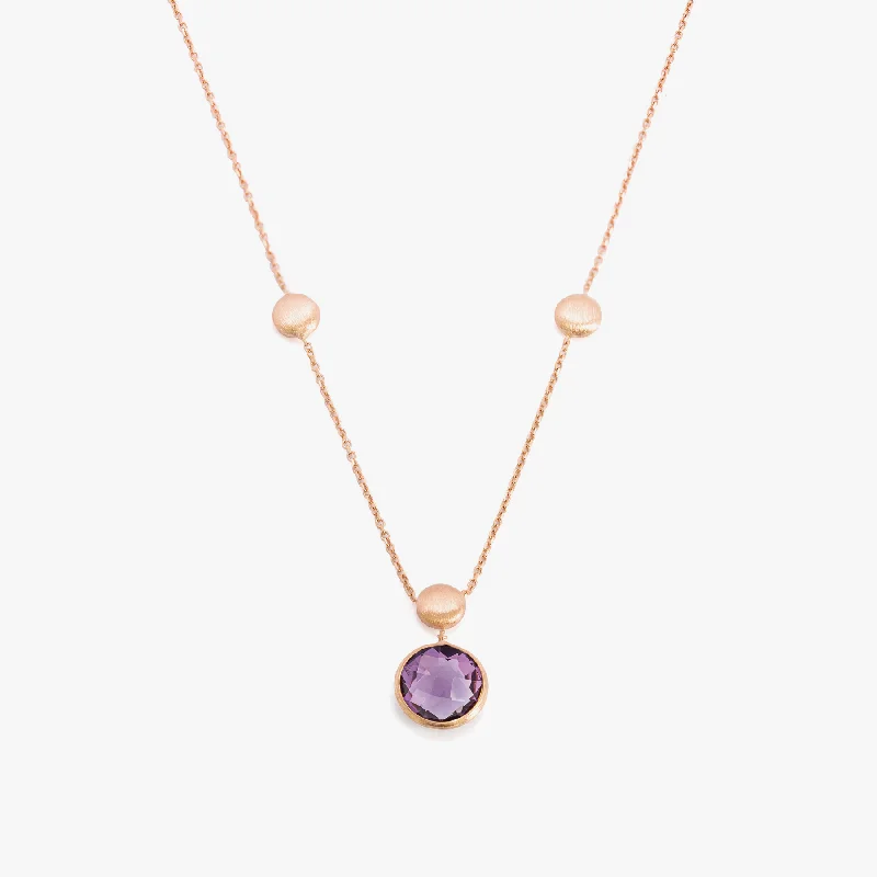 Oxidized bronze necklaces-14K satin rose gold Kensington single stone necklace with amethyst