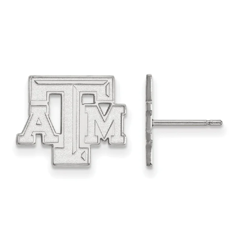 Nostalgic clip earrings-10k White Gold Texas A&M University Small 'ATM' Post Earrings