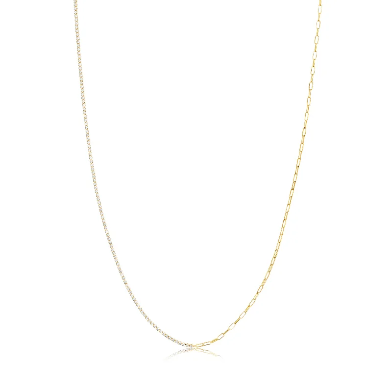 Cane weave necklaces-Ellera Gold Plated Necklace w. White Zirconias