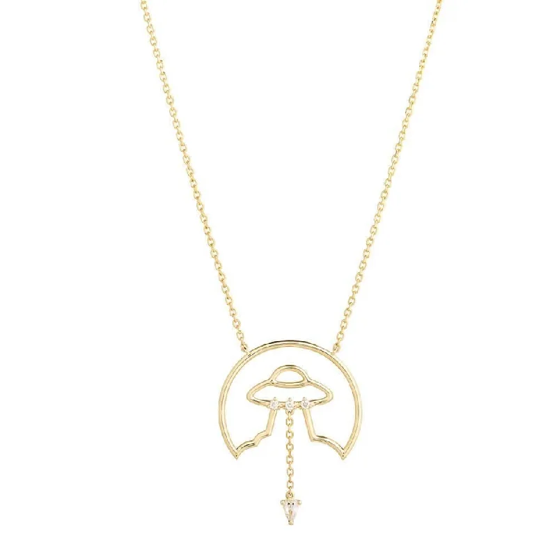 Prism crystal necklaces-Cosmo Spaceship 18K Gold Plated Necklace w. Zirconia