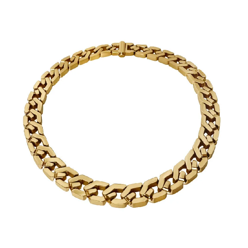 Sweeping design necklaces-Chunky Geometric 18K Gold Plated Necklace