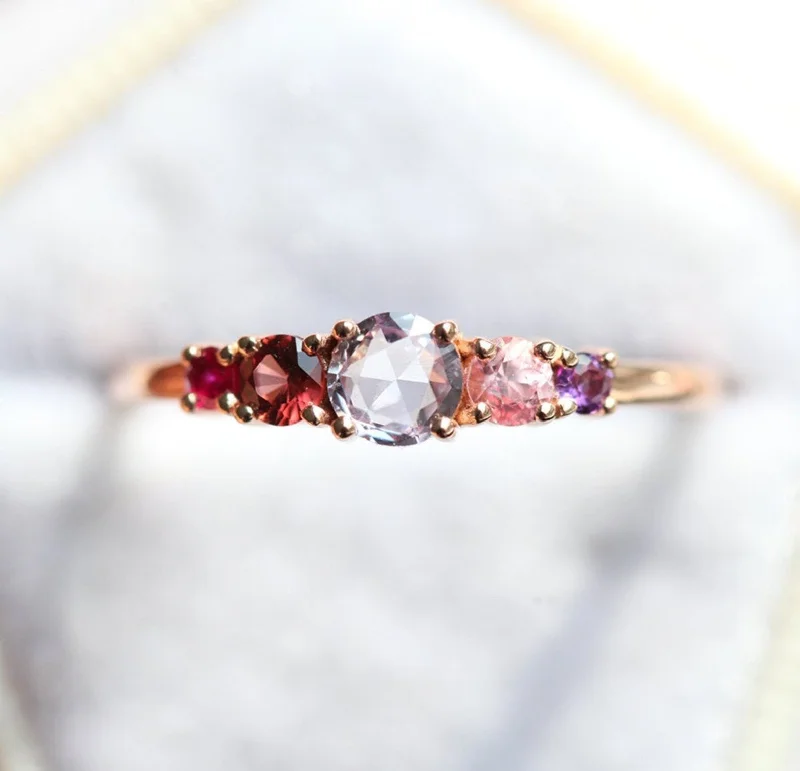 Tulip rings-Kris Lavender Sapphire Cluster Ring