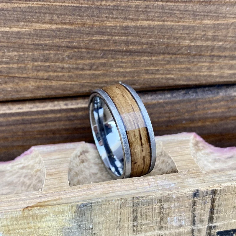 Etched name rings-"The Gaucho" 100% USA Made Build Your Own Ring Rugged Tungsten Flat Band with Stone Finish