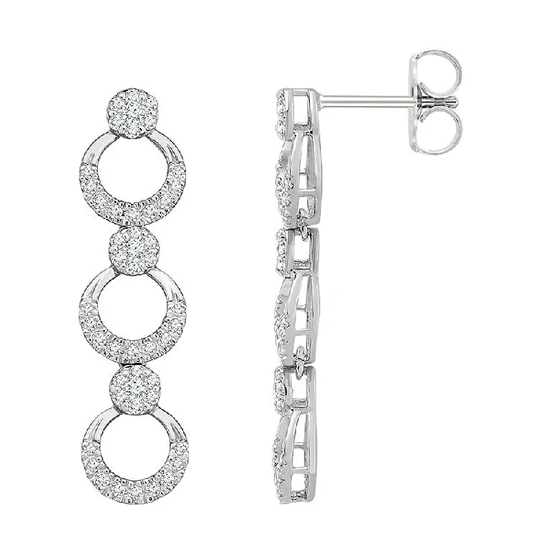 Twig pattern earrings-7 x 28mm 14k White Gold 1/2 CTW (H-I, I1) Diamond Geometric Earrings