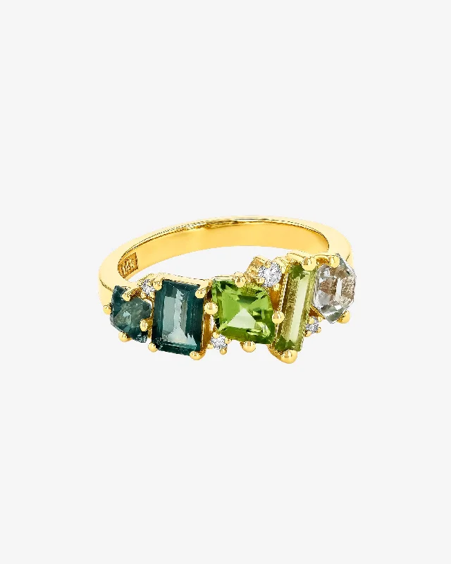 Peridot inlay rings-Nadima Blend Green Ombre Ring