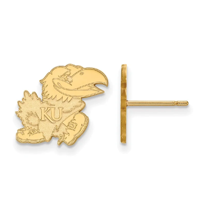 Sweeping art earrings-14k Yellow Gold University of Kansas Small Post Earrings