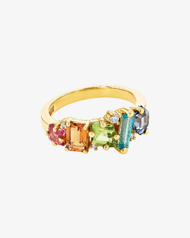 Wave shape rings-Nadima Blend Rainbow Ring