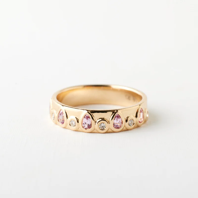 Etched name rings-Charlie Ring - Pink Sapphire + Diamond