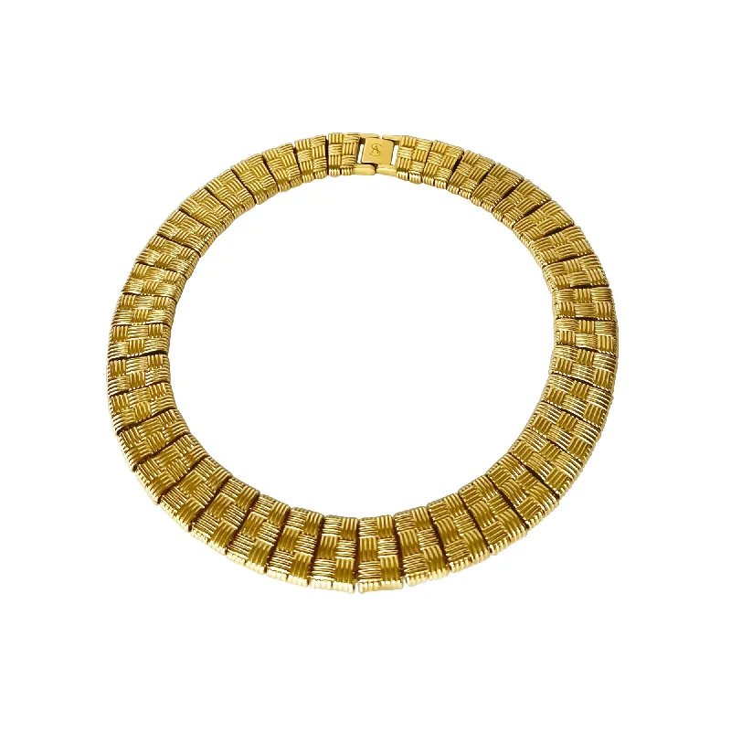 Spiral wire necklaces-Chunky Woven 18K Gold Plated Necklace