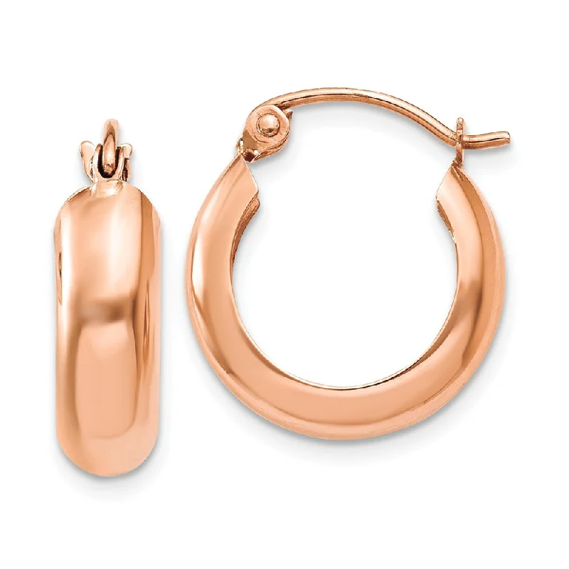 Sharp bar earrings-4.75mm x 15mm 14k Rose Gold Half Round Open Back Hoop Earrings