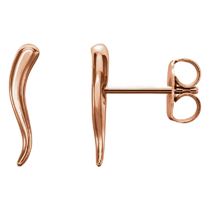 Alexandrite earrings-2.8mm x 12mm (7/16 Inch) 14k Rose Gold Small Italian Horn Earrings