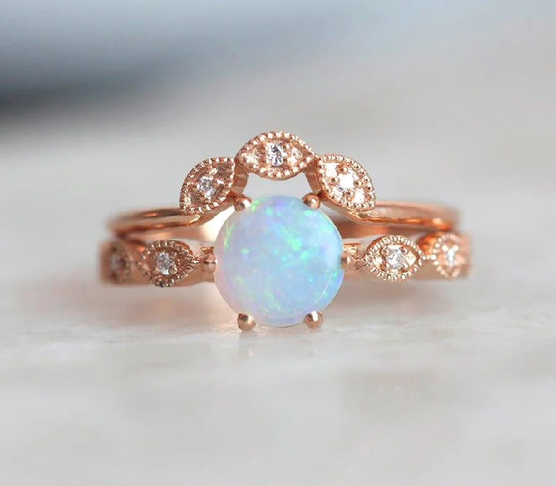 Sturdy gold rings-India Round Opal Ring