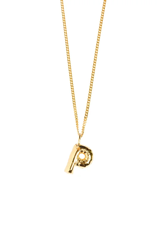 Quirky charm necklaces-Letter P Gold Plated Necklace