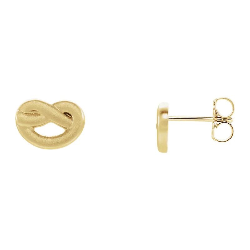 Sweeping design earrings-7mm x 10mm (3/8 Inch) 14k Yellow Gold Satin Knot Post Earrings