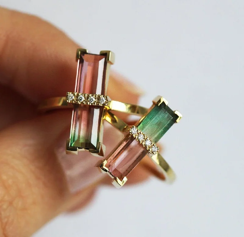 Bare dot rings-Margo Watermelon Tourmaline Ring With Diamonds