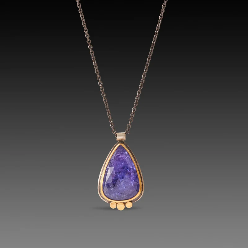 Kunzite stone necklaces-Tanzanite Teardrop Necklace