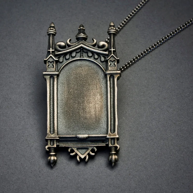 Oxidized bronze necklaces-Victorian Frame Pendant Necklace