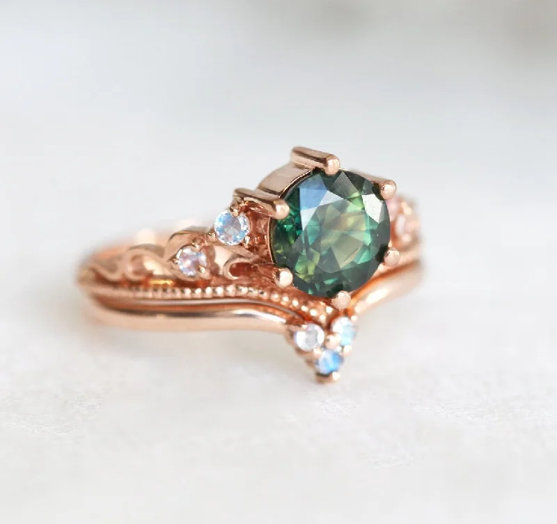 Little wing rings-Bella Vintage Green Sapphire Ring