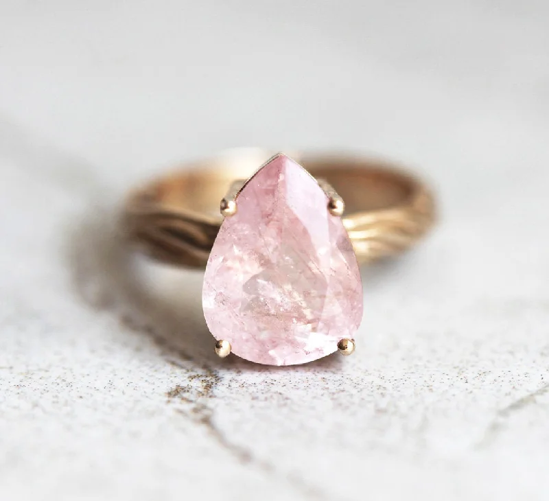 Sharp band rings-Candy Pear Morganite Ring