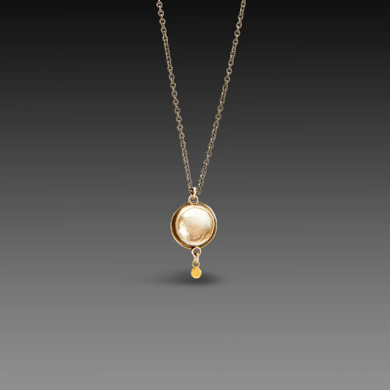 Tilted design necklaces-White Topaz Necklace with Gold Dot