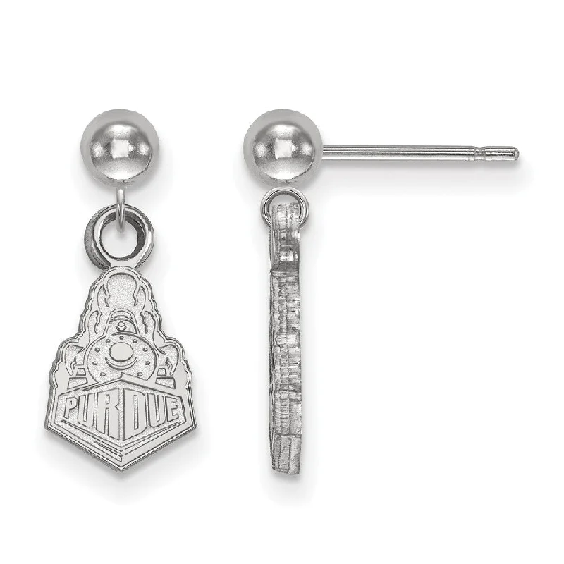 Sharp bar earrings-14k White Gold Purdue Ball Dangle Earrings