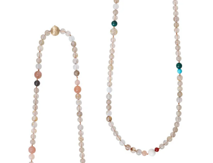 Edgy art necklaces-Bead collier Pearls, Rutile 90 cm.