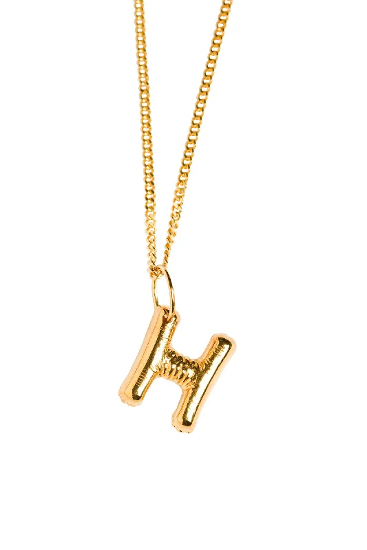 Loop knot necklaces-Letter H Gold Plated Necklace