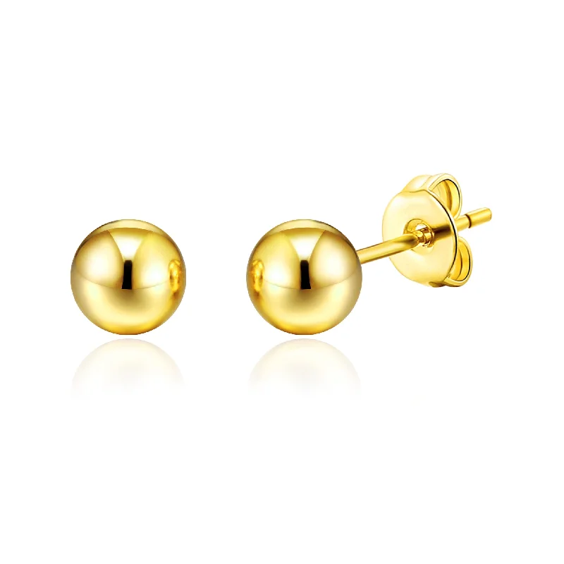 Satin weave earrings-Gold Plated Ball Stud Earrings