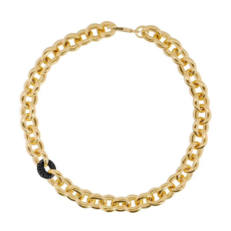 Warding eye necklaces-Chunky Link Gold Plated Necklace w. Spinel