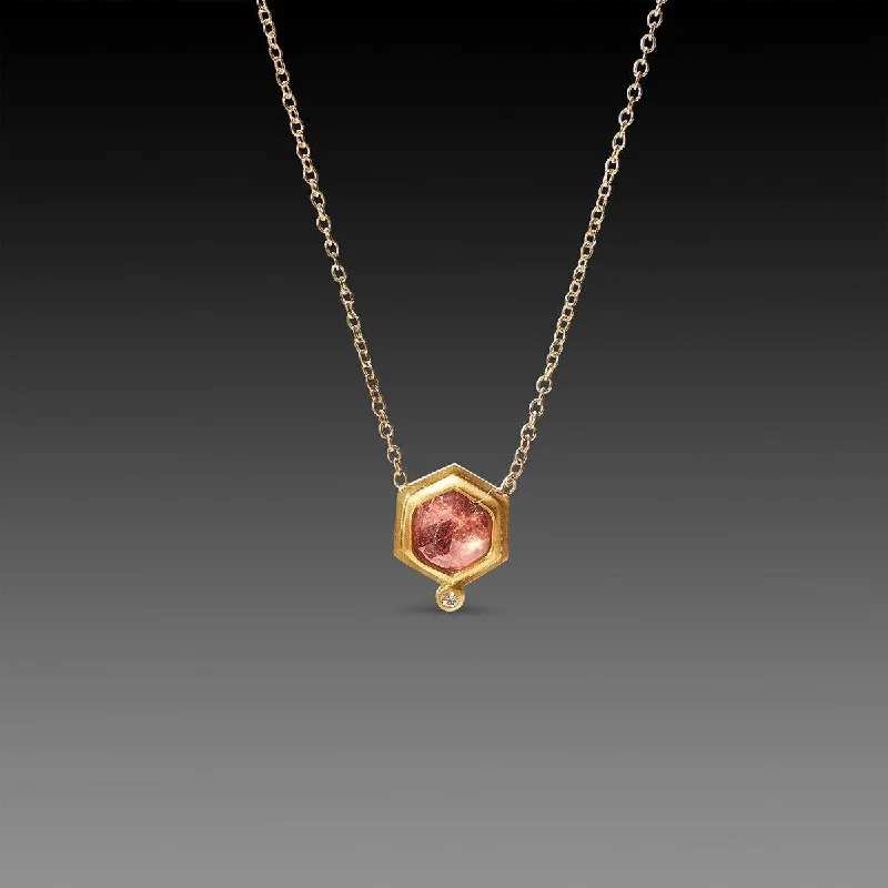 Hook clasp necklaces-Pink Sapphire Necklace with Diamond