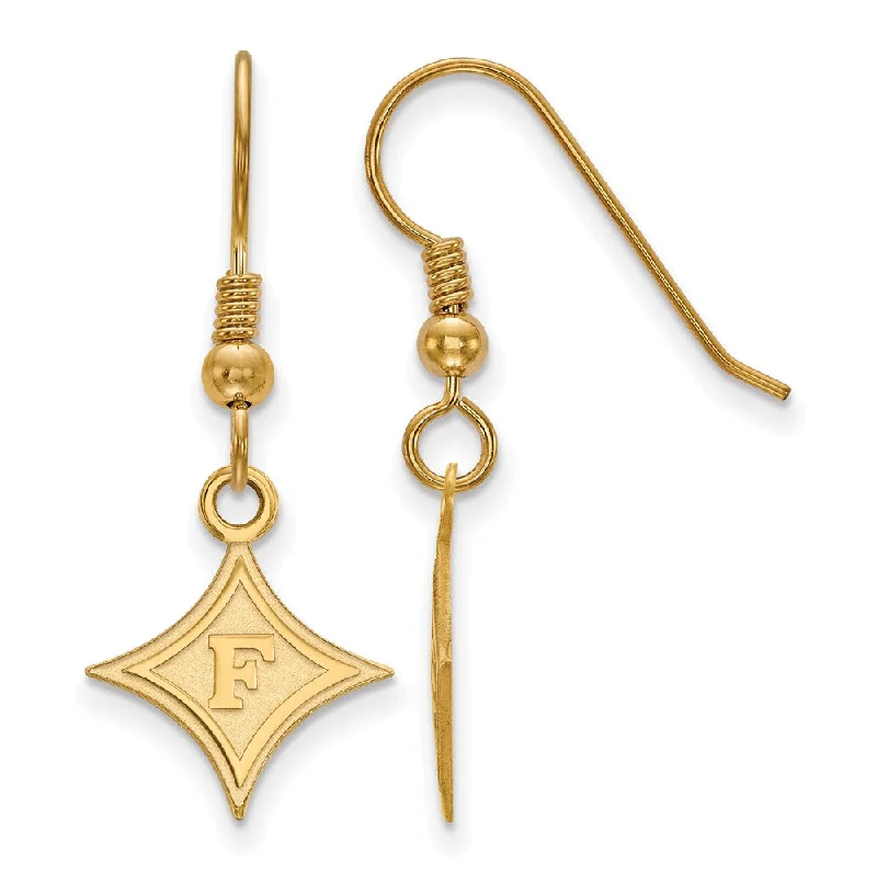 Classic flair earrings-14k Gold Plated Silver Furman University Small Dangle Earrings