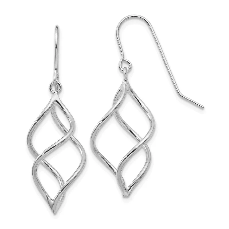 Classic flair earrings-Short Twisted Dangle Earrings in 14k White Gold